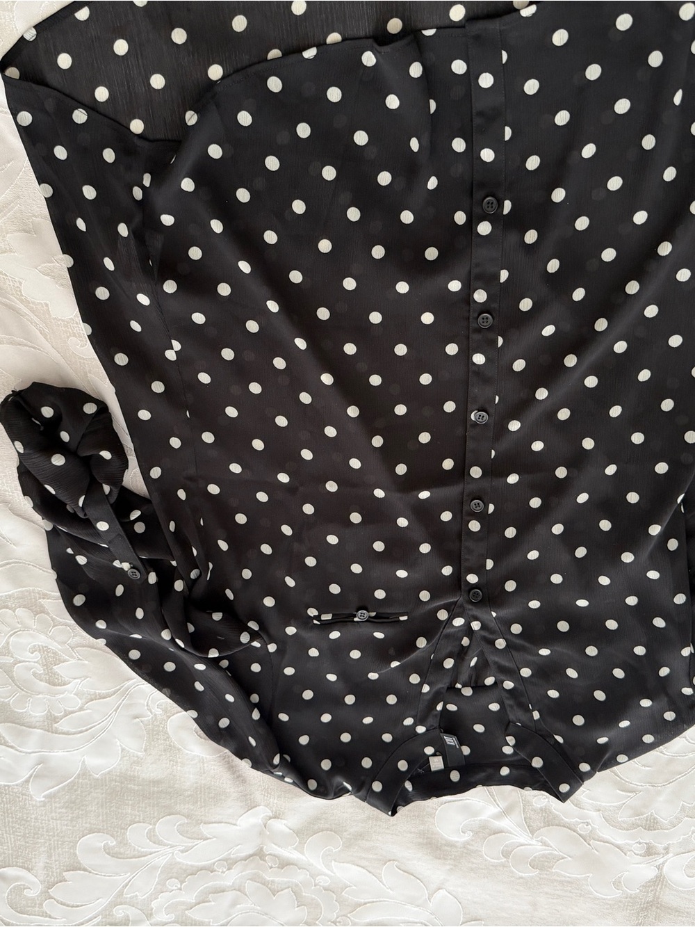 Kut from the Kloth Black and White Polka Dot A-Line Blouse